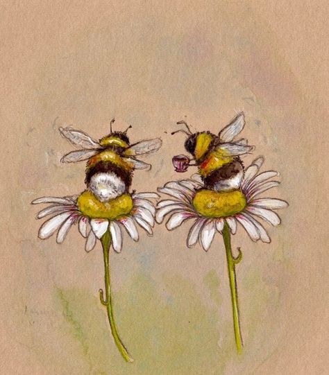 Country Illustration, Romantic Academia, Storybook Art, Bee Tattoo, A Good Friend, Bee Art, Much Needed, Watercolor Animals, Cute Wallpaper Backgrounds