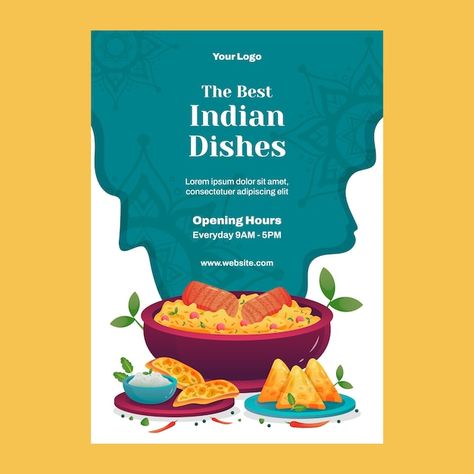 Restaurant Pamphlet Design, Restaurant Poster, Pamphlet Design, Vector Gradient, Indian Restaurant, Applied Arts, Indian Dishes, Poster Template, Graphic Resources