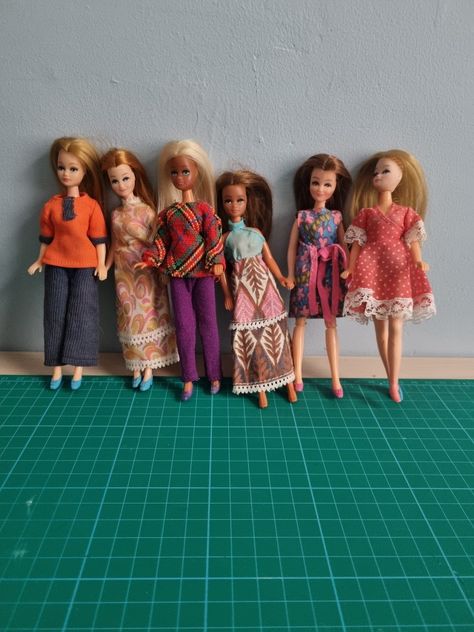 (Left to right) Pippa, Tammy, Britt, Marie, Rosemary and dancing Pippa Pippa Doll, Childhood Toys, Rosemary, Lily Pulitzer, Lily Pulitzer Dress, Dancing, Lily, Summer Dresses, Dolls