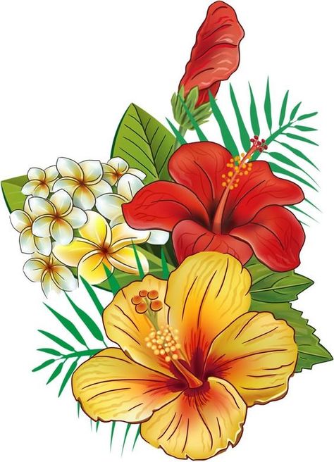 Hawaiian Flower Drawing, Hibiscus Flower Drawing, Tropical Painting, Botanical Flower Art, Nature Art Drawings, Hawaiian Art, Flower Art Drawing, Speech Bubbles, Flower Collection