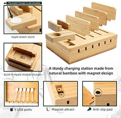 Ladestation Mehrere Geräte Bambus YOJA 5 Port USB Multi: Amazon.de: Elektronik Organising Tips, Organisation Hacks, Power Board, Diy Holz, Charging Station, Diy Storage, Furniture Making, Chair Design, Home Living Room