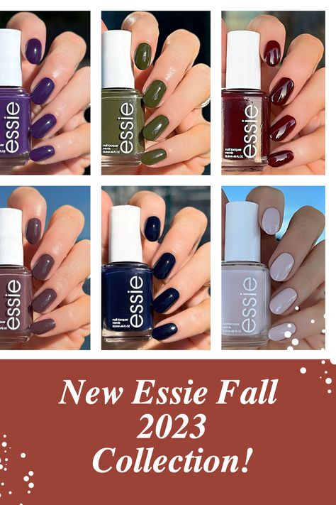 I’m so excited to be sharing the new Essie Fall 2023 Nail Polish Collection today. This is a six piece collection of muted and vampy shades that are perfect for Fall. Essie Winter 2023, Essie Fall 2023 Collection, Nail Polish Fall 2023, Nail Color Fall 2023, Essie Fall Nail Colors, Essie Fall 2024, Fall Nail Polish 2023, Mail Polish Colors 2023 Fall, Nail Polish Colors Fall 2023