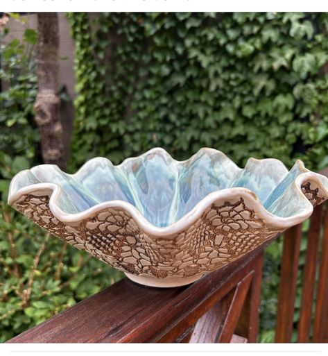 Ceramic Pottery Birdbath, Thanksgiving Projects, Surface Decoration, Slab Pottery, Hand Built Pottery, Family Thanksgiving, Pottery Glazes, Diy Pottery, Pottery Classes