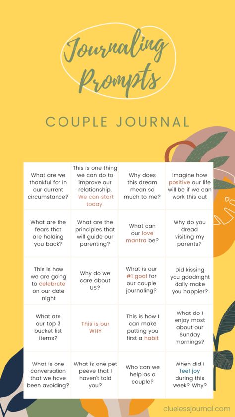 Couple journaling writing prompts for a closer relationship! Workbook For Couples, Journal Prompts For Marriage, Couple Journal Ideas Writing Prompts, Journal Prompts For Married Couples, Journal Relationship Prompts, Relationship Journaling Prompts, New Relationship Journal Prompts, Healthy Relationship Journal Prompts, Writing Prompts For Couples