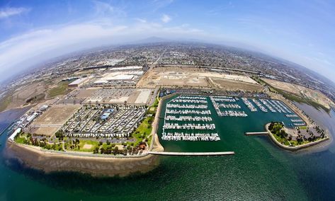 An aerial view of the Chula Vista Bayfront looking east Chula Vista California, Vista California, 10 Interesting Facts, Cebu City, Chula Vista, New Adventure, California Homes, Beautiful View, California State