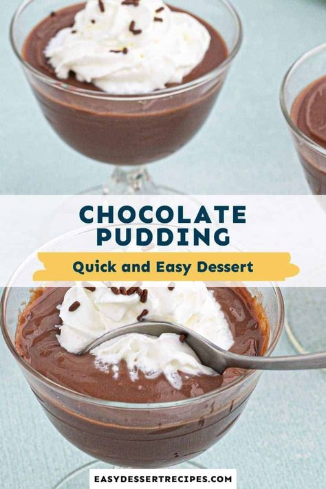 Fall Desserts Thanksgiving, Chocolate Banana Pudding, Easy Chocolate Pudding, Chocolate Pudding Recipe, Homemade Chocolate Pudding, Chocolate Pudding Recipes, Homemade Pudding, Trifle Pudding, Decadent Cakes