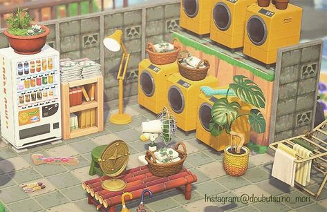 40 Urban Island Design Ideas For Animal Crossing: New Horizons – FandomSpot Retro Laundromat, Citycore Acnh, Urban Island, Motif Acnl, Cozy Games, Gamer Stuff, Animals Crossing, City Island, Animal Crossing Guide