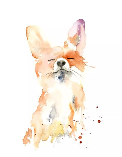 Fox Watercolor, Conservation Art, Animals Watercolor, Whimsical Watercolor, Art Aquarelle, Watercolor Animals, Watercolor Art Prints, Art Moderne, Animal Paintings