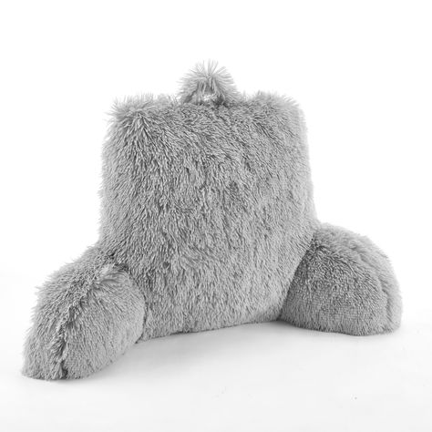 Mainstays Long Hair Faux Fur Backrest Pillow, Gray - Walmart.com - Walmart.com Fur Bed, Faux Fur Bedding, Lounge Pillow, Bed Rest Pillow, Backrest Pillows, Fur Bedding, Bed Rest, Reading Pillow, Long Hai