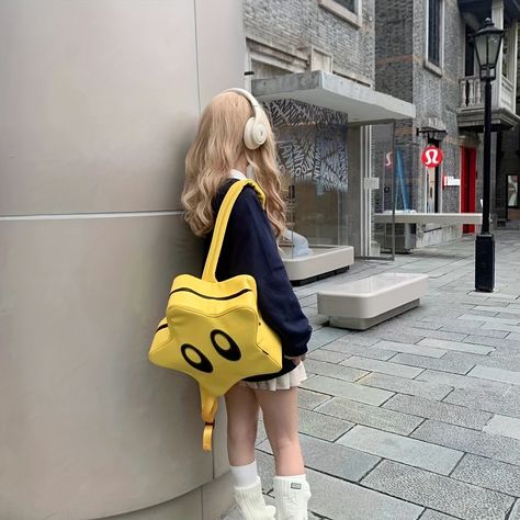 Faster shipping. Better service Pose With Backpack, Outfits Con Mochila, Mochila Aesthetic, Y2k Backpack, Star Y2k, Leather School Bag, Chic Backpack, Kawaii Fashion Outfits, Backpack Women