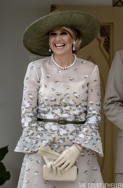 The Best Royal Jewels of 2020: #8 (Queen Maxima in Indonesia) | The Court Jeweller Regina Maxima, Wear Pearls, Queen Máxima Of The Netherlands, Seashell Earrings, Citrine Jewelry, Aquamarine Pendant, Royal Jewels, Queen Maxima, Aqua Marine