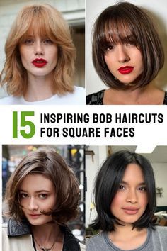 Bob Hair For Square Face, Hairstyles Square Face Shape, Bob For Square Face Shape, Bob Hairstyles For Square Face, Bob Haircut For Square Face, Hair Styles For Square Face Shape, Bob For Square Face, Hair For Square Face Shape, Hairstyle Square Face