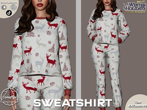 The Sims Resource - SET 379 - Pajama Sweatshirt Christmas Pajamas Sims 4 Cc, Sims 4 Cc Christmas Clothing Patreon, Sims 4 Christmas Cc Clothes, Ts4 Clothes, Christmas City, Sims 4 Tsr, Xmas Pjs, Sims 4 Cc Kids Clothing, Cc Clothes