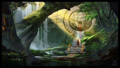 ArtStation - landscapes Age Of Mythology, Jungle Temple, Red Rabbit, Maya Art, Jungle Art, Fantasy Forest, Disney Infinity, Fantasy Places, Fantasy Art Landscapes