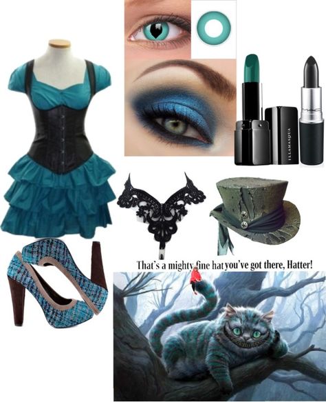 "If The cheshire Cat Were Human~" by toxickittystudios on Polyvore Cheshire Cat Outfit Ideas, Cheshire Cat Outfit, Blue Cheshire Cat, Chesire Cat Costume, Cheshire Cat Cosplay, Outfit Ideas Drawing, Alice In Wonderland Outfit, Cheshire Cat Costume, Disneybound Outfits