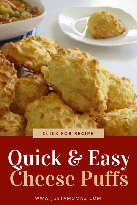 Super Quick & Easy Cheese Puffs - Just a Mum Recipes Cheese, Healthy Bedtime Snacks, Scones Recipe Easy, Quick Dessert, Savory Muffins, Puff Recipe, Cheese Puffs, Easy Cheese, Savoury Baking