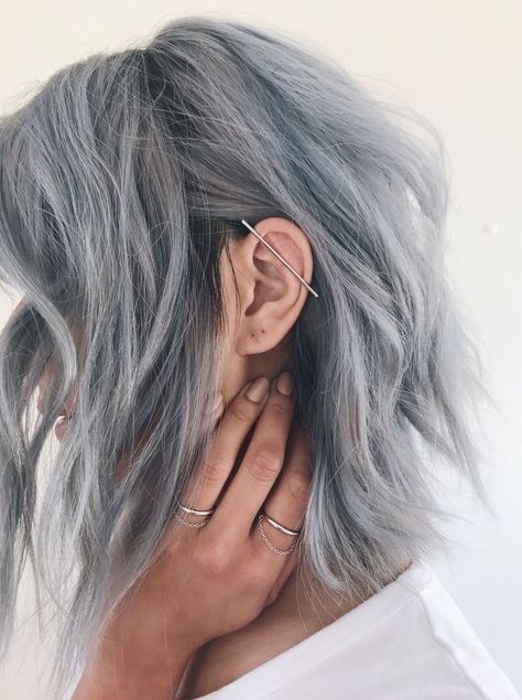 Scandinavian Earrings, Short Hairstyles With Bangs, Minimal Bar, Ear Bar, New Piercing, Bar Earring, Best Hair Dye, Bold Hair Color, Piercings For Girls