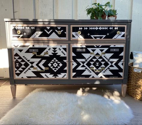 Crazy Furniture, Refinished Dresser, Southwestern Home Decor, Western Bedroom Decor, Southwestern Home, Lucky Duck, Western Furniture, Southwest Decor, Diy Furniture Renovation