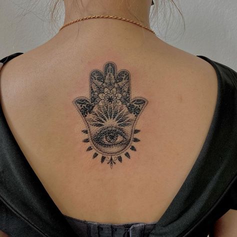 40+ Hamsa Tattoos: Trending Ideas, Symbolism & Meaning - Tattoo Inspo Hub Hamsa Neck Tattoo, Hamsa Back Tattoo, Hasma Tattoo, Hamsa Tattoos, Small Hamsa Tattoo, Tattoos Trending, Wrist Tatoo, Symbolism Meaning, Barcode Tattoo