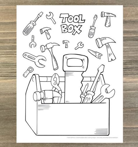 "This listing is for a 8.5\" x 11\" downloadable PDF file of Big Construction Tool Box coloring page! Everyone will love this Big Construction Tool Box! INSTANT DOWNLOAD! Please note: You will receive a digital PDF file after purchase- nothing will be mailed to you. All images are ©Copyright Erik DePrince . You may print and use the pages as many times as you like for personal use, but please do not use them commercially or resell the art or any part of the art. By purchasing and downloading the Tools Coloring Page, Toolbox Drawing, Tool Box Drawing, Construction Coloring Pages, Kids Tool Belt, Tool Drawing, Tools Illustration, Tools Theme, Album Artwork Cover Art