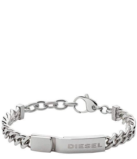 From Diesel, this bracelet features: Gender: MenLine braceletStainless steelLobster clasp closureApprox. 7" - 7.5" adjustable length Imported. Cool Men Jewelry, Gifts For Boyfriend Thoughtful, Guy Christmas Presents, Mens Jewelry Bracelet Silver Men Accessories, Mens Bracelets Silver, Men S Jewelry, Mens Wishlist, Men’s Silver Bracelet, Gifts For Men Aesthetic