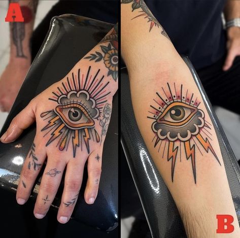 Traditional Tattoo Eye, Traditional Tattoo Arm, Traditional Tattoo Outline, Traditional Heart Tattoos, Traditional Hand Tattoo, Old School Traditional, All Seeing Eye Tattoo, Mangas Tattoo, Old School Tattoos