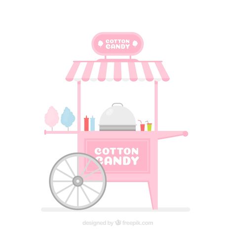 Cotton Candy Cart, Cotton Candy Party, Paper House Template, Candy Car, Cupcake Illustration, Festival Booth, Candy Stand, Ice Cream Cart, Candy Cart