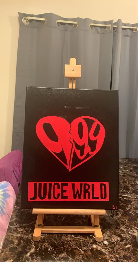 999 Canvas Painting, 999 Painting, Juice Wrld Painting Canvas Easy, Juice Wrld Painting, Painting Ideas Baddie, Painting Y2k, Baddie Canvas Painting Ideas, Baddie Paintings, Edgy Painting Easy