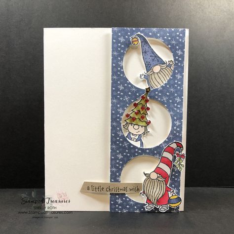 Kindest Gnomes, Gnome Cards, Agv Helmets, Gnome For The Holidays, Winter Designs, Dsp Cards, Simple Christmas Cards, Fun Cards, Holiday Stamping