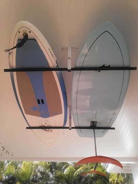 Surfboard Ceiling, Surf Garage, Paddleboard Storage, Gear Garage, Paddle Board Storage, Surfboard Storage, Surf Rack, Pray For Surf, Garage Storage Inspiration