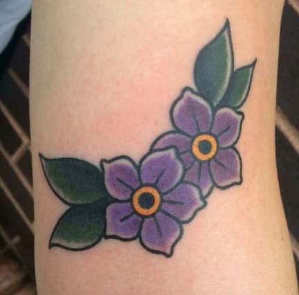 Purple Flower Tattoo, Traditional Mandala Tattoo, Purple Tattoo, Pansy Tattoo, Purple Flower Tattoos, Violet Flower Tattoos, Forget Me Not Tattoo, Violet Tattoo, Purple Tattoos