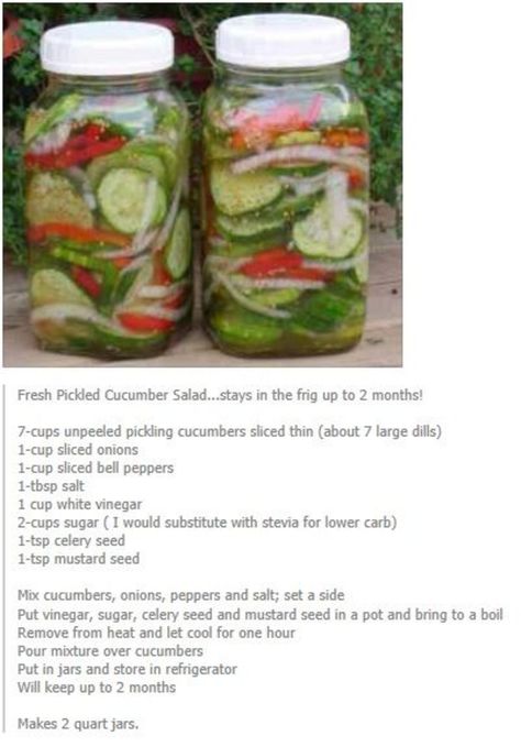 Pickled Cucumber Salad, Cucumber Salads, Easy Pickling Recipes, Pickled Vegetables Recipe, Pickled Cucumbers, Pickled Cucumber, Home Canning Recipes, Canning Vegetables, Refrigerator Pickles