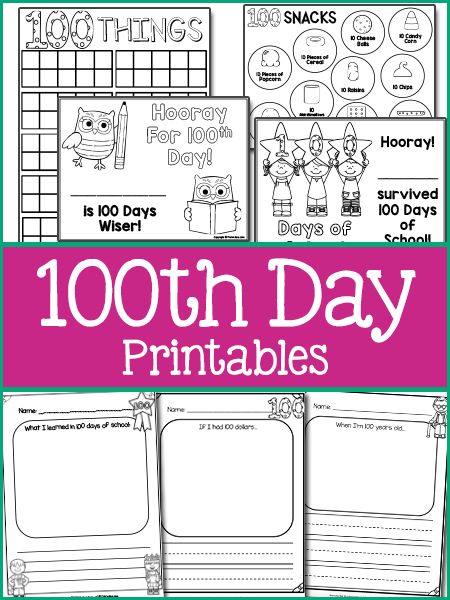 100th Day of School Printables 100th Day Activities, Friendship Activities, Free Preschool Printables, Free Printable Activities, School Printables, Preschool Class, School Celebration, Music Ideas, Math Literacy