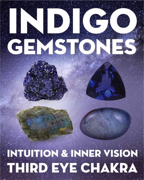 What Do Indigo Gemstones & Crystals Mean?. Learn the names and meanings of indigo crystals and gems including tanzanite, labradorite, iolite, sodalite, azurite, and lapis lazuli. What color is indigo? Indigo is a deep dark blue color that is on the edge of violet. What do indigo gemstones mean? Indigo is associated with the 6th Chakra / Third Eye Chakra, visioning, psychic abilities & spiritual awareness. They each have different meanings, but many a... #gemstones #crystals #beadage Indigo Crystals, Dark Blue Crystals, Chakras Crystals, Names And Meanings, Crystals Meanings, Writing Content, Earth Healing, Chakra Third Eye, Chakra Health