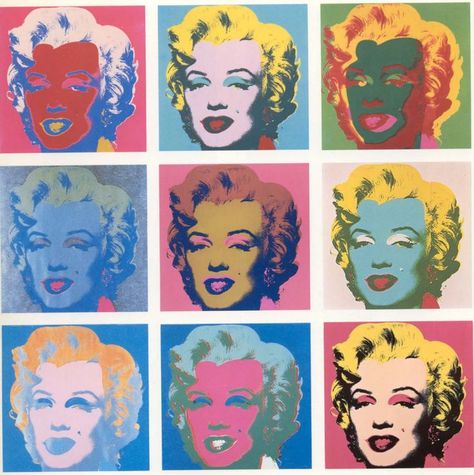 Unity demonstrated by the use of repetition of image and color in this Andy Warhol print. Pop Art Andy Warhol, Andy Warhol Marilyn, Art Andy Warhol, Andy Warhol Pop Art, Andy Warhol Art, Warhol Art, Claes Oldenburg, The Velvet Underground, Power Pop