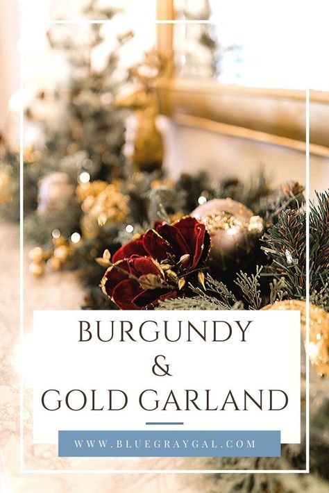 Gold And Burgandy Christmas, White And Burgundy Christmas Tree, Zermatt Christmas, Christmas Tree In Dining Room, Tree In Dining Room, Mirror Garland, Burgundy Christmas Decor, Dining Room Christmas Decor, Dining Room Christmas