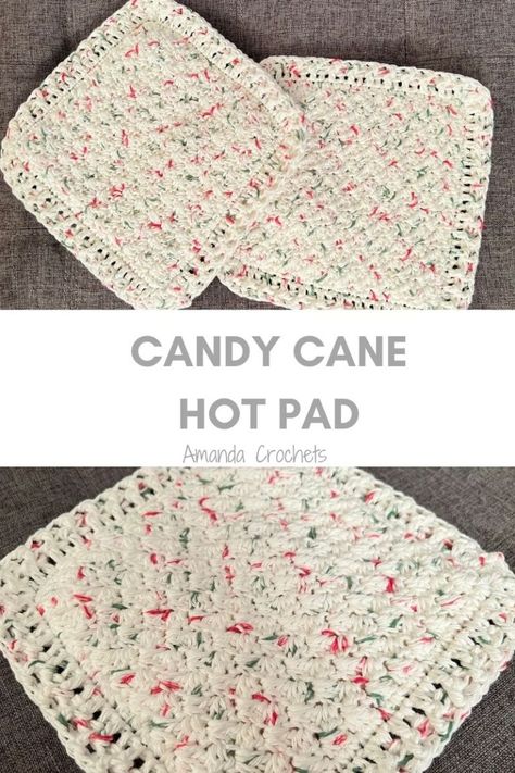 How To Crochet Pot Holders Tutorials, Easy Crochet Hot Pads, Crochet Christmas Hot Pads Free Pattern, Crocheted Hot Pads, Free Crochet Hot Pad Patterns, Crochet Pot Holders Free Pattern Easy Potholders, Trivets Crochet, Crochet Hot Pads Free Pattern, Peppermint Crochet