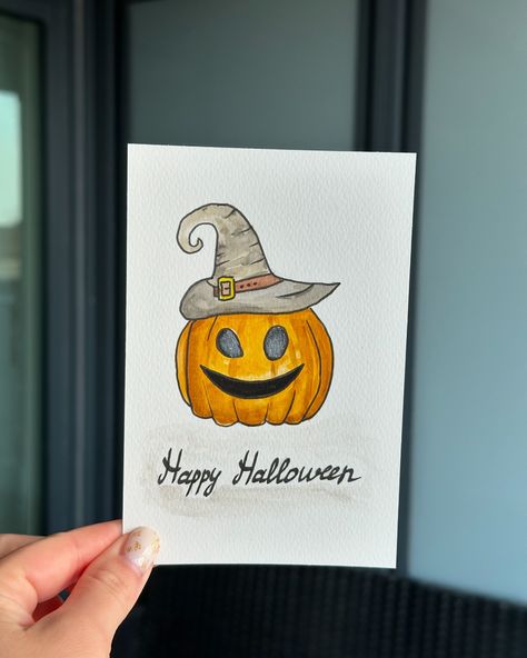 Happy Halloween cards 👻 🎃 You can buy on Etsy ➡️ https://anastashaartstore.etsy.com Halloween Pumpkin Cards Handmade, Halloween Watercolors, Watercolor Cards Birthday, Happy Halloween Cards, Painting Cards, Watercolour Cards, Halloween Watercolor, Carte Halloween, Halloween Cards Handmade