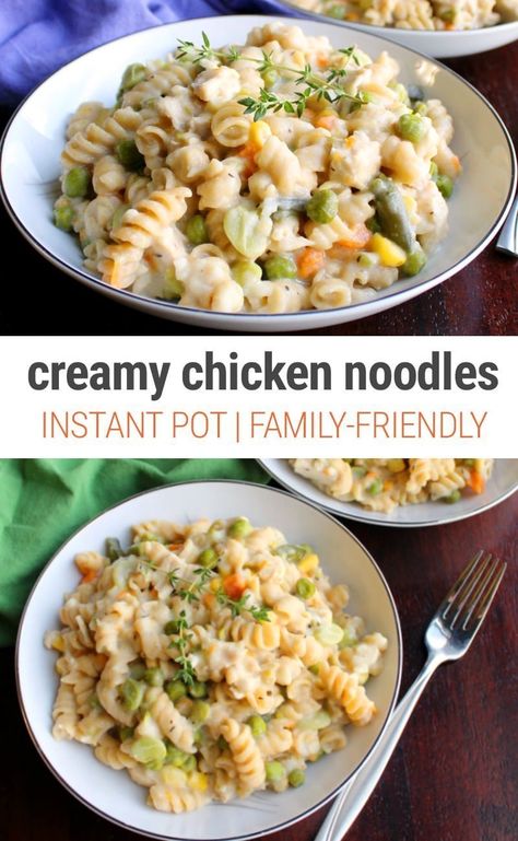 Creamy Instant Pot Chicken & Noodles Recipe. This hearty pasta dish is perfect for a family dinner. #instantpotpasta #instantpotrecipes #instantpotnoodles #instantpotdinner #noodlerecipes #familydinner #chickenrecipes #instantpotchicken #instantpotchickenrecipes #chickennoodles Creamy Instant Pot Chicken, Hoseok Selca, Creamy Chicken And Noodles, Hoseok Icon, Instant Pot Pasta Recipe, Chicken Noodles, Chicken Noodle Recipes, Easy One Pot Meals, Dinner Meal