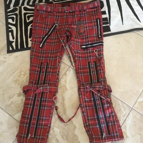 Tripp Plaid Cotton And Spandex Sold Out Pants Size 34 Equates To Size 19 Waist Apprx 40-42 Around Has Belt Fits 16-18 Brand New Mah Core, Red High Waisted Pants, Tripp Nyc Pants, Punk Style Outfits, Buckle Pants, Punk Pants, Character Clothing, Punk Clothing, Goth Corset