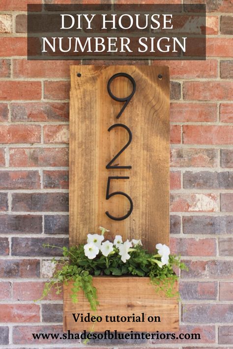 House Numbers Diy, Custom House Numbers, Modern House Number, Diy Home Decor Ideas, Diy Outdoor Decor, House Number Sign, White Planters, Number Sign, Address Plaque