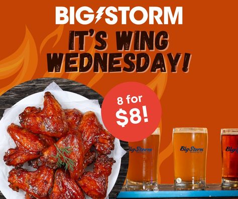 Wing Wednesday is here. Get 8 wings for $8! Come on in. #bigstormbrewery #bigstormbrewingco #bigstormbrewing #wingwednesdays #wingwednesday🍗 #wingwednesday‼️ Wing Wednesday, Storm Brewing, Brewing Co, On Instagram, Quick Saves, Instagram