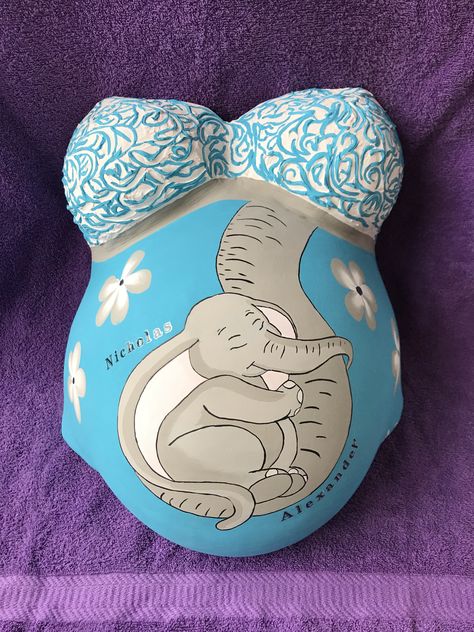 Decorated Belly Cast, Belly Cast Ideas, Pregnancy Belly Painting, Belly Cast Decorating, Pregnant Belly Painting, Baby Cast, Belly Art, Belly Casting, Pregnancy Belly