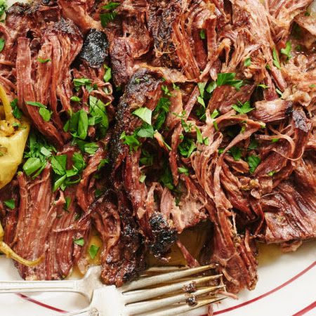 Mississippi Roast Recipe Roast Mississippi, Mississippi Roast Recipe, Ny Times Recipes, Mississippi Roast, Au Jus Gravy, Meat And Vegetables, Beef Roast, Hot Sandwich, Where's The Beef