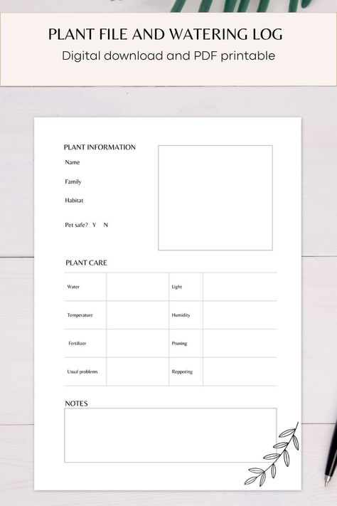 Printable Plant Tracker to give your plants the care they need! Buy it once and print it as many times as you want. Can be printed to any size. This pdf can also be used on any tablet device in any app that supports PDF (Goodnotes, Notability, Xodo...) Plant Tracker, Gardening Journal, Plant Diary, Plant Care Houseplant, Plant Information, Garden Journal, Temperature And Humidity, Water Lighting, Pet Safe