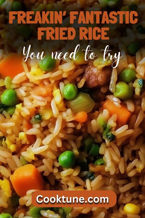 This quick and easy fried rice is packed with flavor and vegetables. Perfect as a side dish or main course, it pairs wonderfully with chicken or your favorite protein. Enjoy a delightful blend of peas, carrots, and fluffy rice in every bite! Vegetable Fried Rice Recipe Easy, Rice Dishes Recipes Simple, Vegetable Rice Recipe, Rice Recipe Easy, Vegetable Fried Rice Recipe, Rice Dishes Recipes, Easy Fried Rice, Fried Rice Recipe Easy, Fluffy Rice