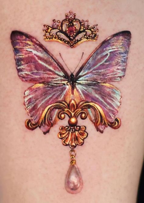 Butterfly Gem Tattoo, Diamond Butterfly Tattoo, Jewel Tattoo Gem, Butterfly Tattoo Chest, Braid Anime, Jewellery Tattoo, Gemstone Tattoo, Jewlery Tattoo, Hairstyles On Natural Hair