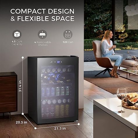 Kismile 4.5 Cu.ft Beverage Refrigerator and Cooler, 145 Can Mini Fridge Glass Door,Digital Temperature Display for Soda, Beer or Wine, Small Drink Dispenser Cooler for Home, Office or Bar(Black) #ad Glass Door Refrigerator, Drink Fridge, Small Kitchen Cabinets, Double Glass Doors, Beverage Refrigerator, Flexible Space, Tempered Glass Door, Double Glass, Kitchen Lamps