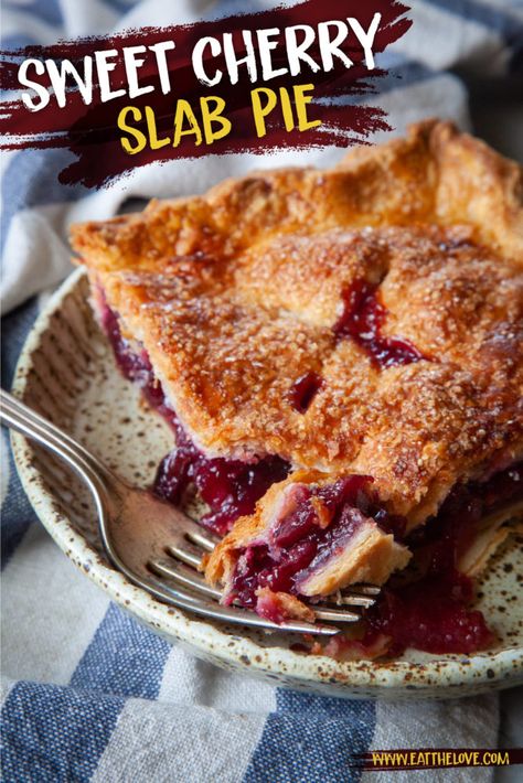 Cherry Slab Pie Recipe, Cherry Slab Pie, Vanilla Pie, Slab Pie Recipes, Making Pie Crust, Pie Easy, Pie Crust Dough, Slab Pie, How To Make Pie