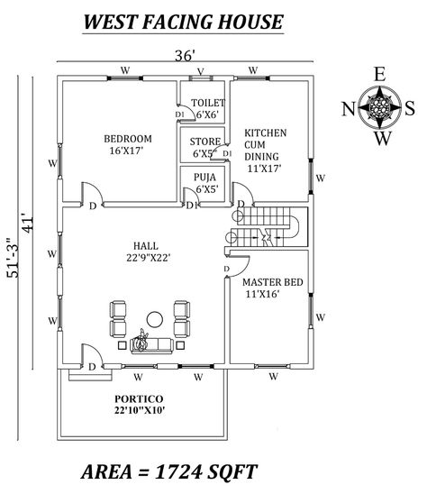 2bhk House Plan With Pooja Room, West Facing House Plan, South Facing House, West Facing House, North Facing House, 20x40 House Plans, 30x40 House Plans, Small Modern House Plans, Vastu House